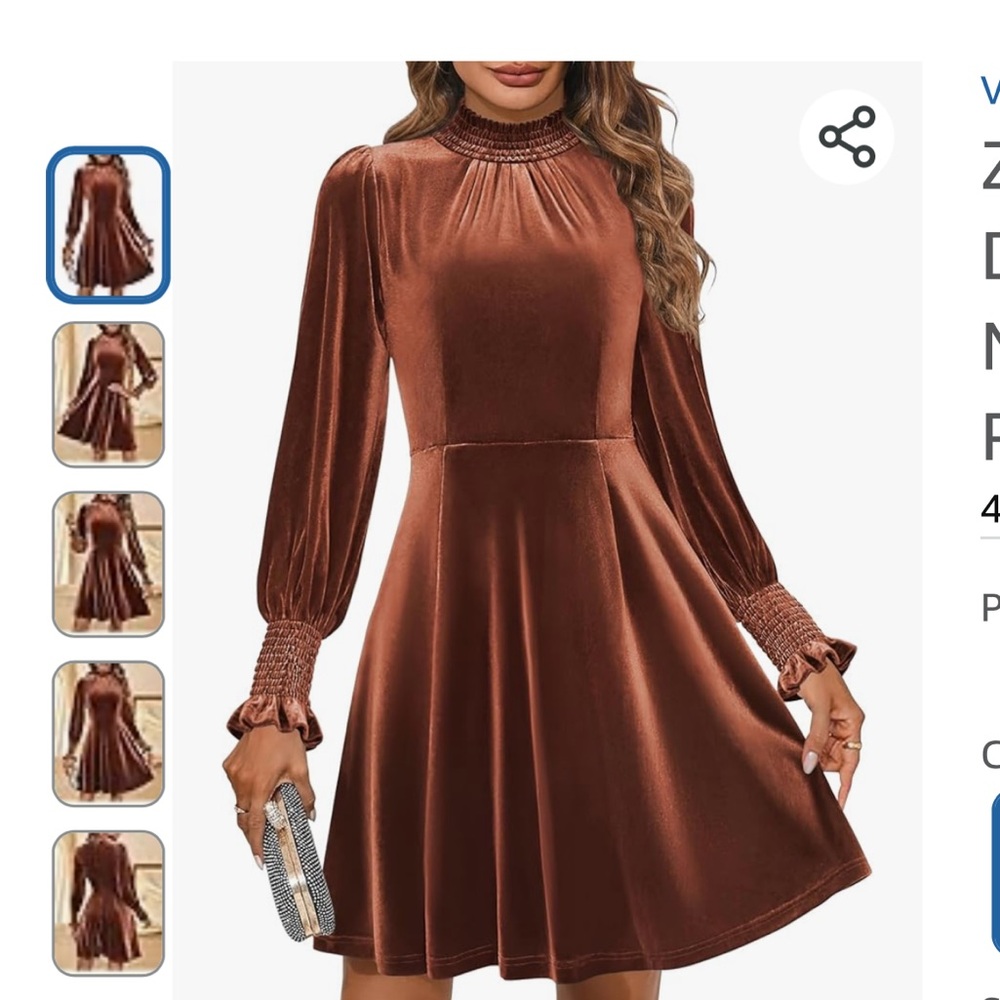 NWT: Long Sleeve Velvet Short Dress